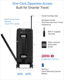 LUGGEX 21 Inch Zipperless Carry On Luggage - HUP Pro Front Opening Compartment Suitcase with Spinner Wheels, 38L Capacity, TSA Locks, Airline Approved for Business Travel(ZX-Pro, Black)