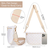 KALIDI Checkered Crossbody Bags for Women Travel Flat Fanny Packs for Woman Men Nylon Cross Body Purse Fashion Belt Bum Bag