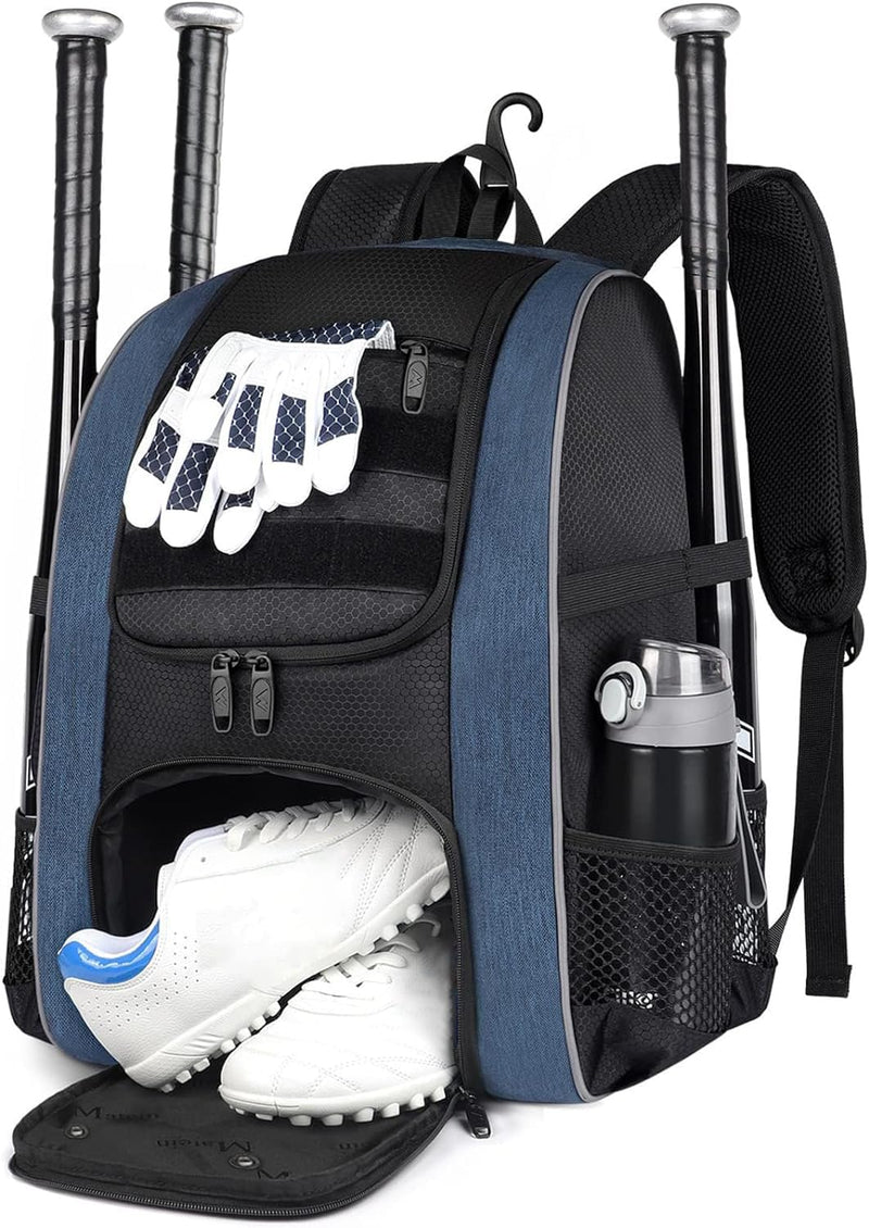 MATEIN Baseball Bag for Adults, Lightweight Baseball Backpack with Shoes Compartment for Men, Large Capacity Softball Bag Gifts with Fence Hook Hold 4 Tee Ball Bats, TBall Gear, Helmet
