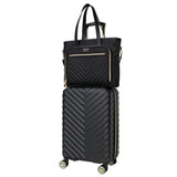 Kenneth Cole REACTION Madison Square Lightweight Hardside Chevron Expandable Spinner Luggage, Black, 2-Piece (20