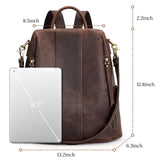 S-ZONE Leather Backpack Purses for Women Antitheft Soft Rucksack Ladies Shoulder Bag Medium