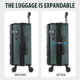KROSER Carry On Luggage with Spinner Wheels & Built-in TSA Lock, Expandable Top Opening Hard Shell Suitcase Large Capacity Durable Rolling Luggage with USB Port, Carry-On 20-Inch, Dark Green
