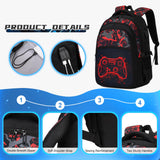 DIGOBAY Boys Backpack for School, 3PCS Cool Luminous Gamer Backpack for Boys with Lunch Box Pencil Case, Kids Backpacks Bookbag for Teen Boy Elementary Middle High School with USB Charging Port