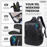 Hoteel Luggage Sets 5 Piece, 4-Yr Warranty Durable Suitcase Dual-Spinner Wheel TSA Lock, Lightweight Travel Hardshell PC+ABS Carry on Luggage for Men&Women, Black(20in/24in/28in/BP/TB)
