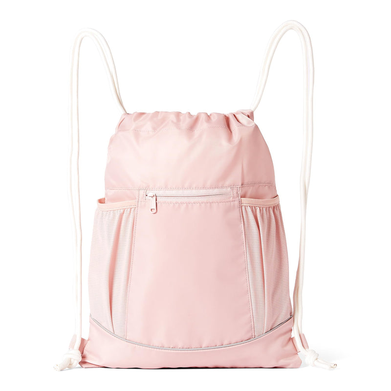 Amazon Basics Drawstring Lightweight Gym Bag Soccer Backpack, Large, Pink