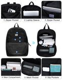 RAVUO Black School Backpack for Men Women | Classic College Bookbag for 15.6inch Laptop, Water Resistant Casual Daypack Schoolbag for Travel, Work
