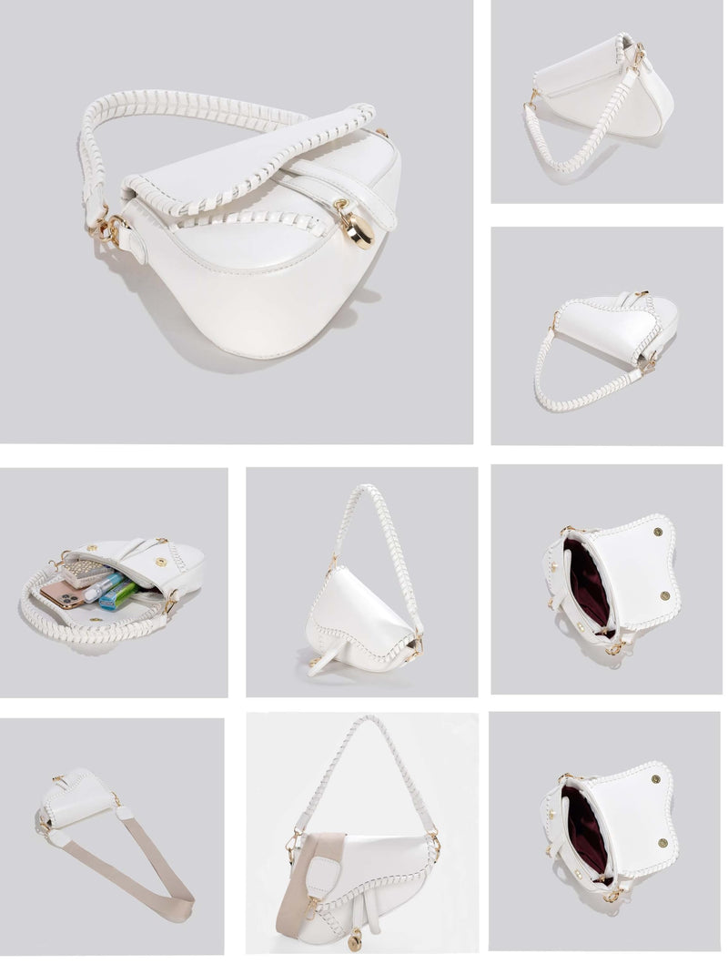 PURFANREE Women Trendy Saddle Shoulder Bag Clutch Purse Underarm Handbag Satchel HandBag Crossbody Bag