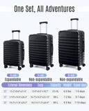 LIGHT FLIGHT Luggage Sets, 3 Piece Durable Suitcase Set with Spinner Wheels, 3 Pcs Hardside Lightweight luggage with TSA Lock, Large Checked Travel Suitcases, 20/24/28 Inch, Black