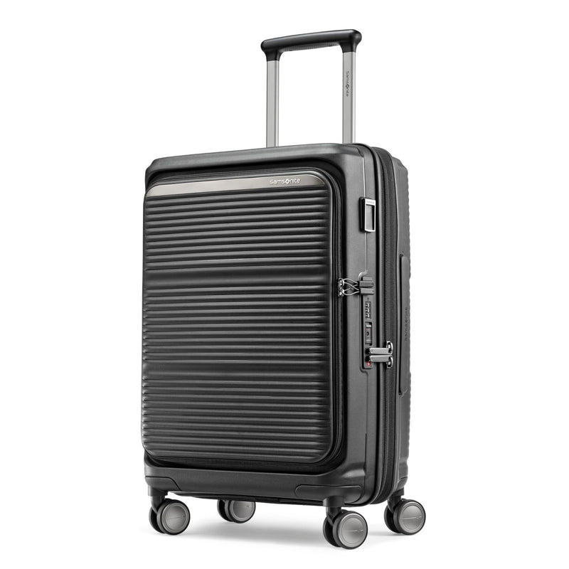 Samsonite Paralux Carry-On Luggage - Innovative Design - Quick Access Front Pocket - Dual Suspension Wheel Technology - TSA Lock - Expandable - Includes Removable Packing Cubes - Black