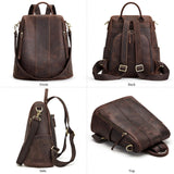 S-ZONE Leather Backpack Purses for Women Antitheft Soft Rucksack Ladies Shoulder Bag Medium