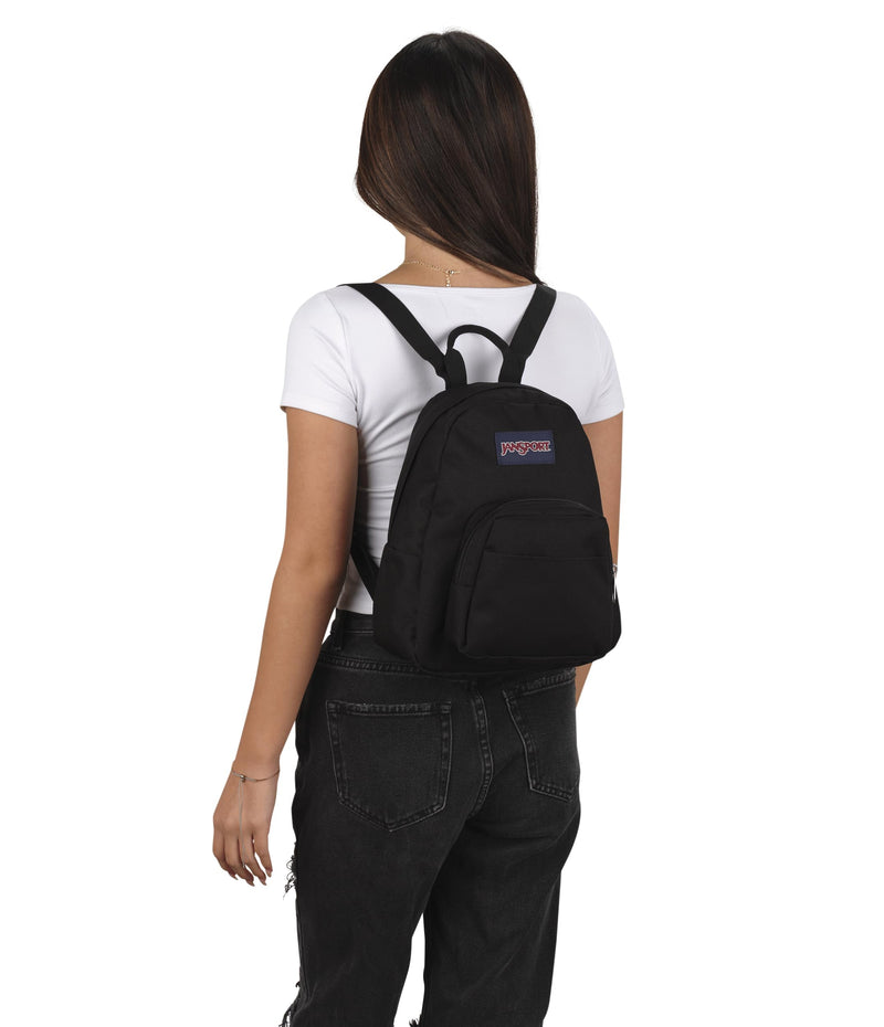 JanSport Half Pint Mini Backpack, 10.2 L - Durable Mini Bag Purse with Adjustable Shoulder Straps, Single Main Compartment, Zippered Stash Pocket, Black