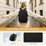 LOVEVOOK Everyday Backpack for Women, Chic Versatile Backpack with Water Bottle Pocket, Lightweight Waterproof Casual Daypack for City Work Commute, College, Travel & Gifts, Black-White-Brown