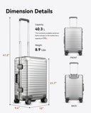 All Aluminum Carry On Luggage with Wheels, AV Zipperless Hardshell Suitcase with TSA Lock (ZX-Enhance, Silver, 20 Inch)