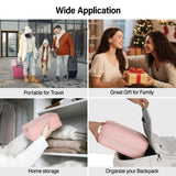 Hanke 7 Sets (Pink) Travel Organizer Bags and 24 Inch Expandable Checked Luggage(Ivory White), Compressible Expandable Packing Organizers,Packing Cubes for Travel