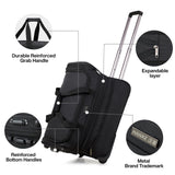 Hanke Large Expandable checked Luggage Suitcases with Wheels Foldable Duffle Bag for Travel suitcase for Women Men Garment Bag（Black）