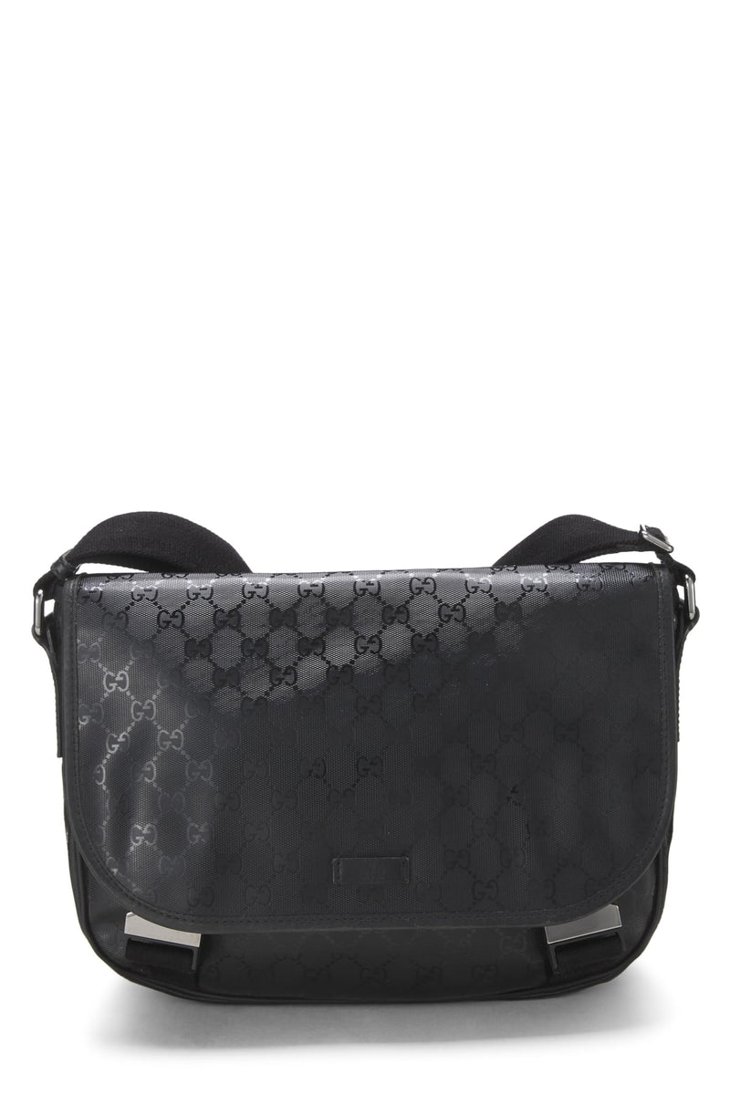 Gucci, Pre-loved Black GG Imprime Buckle Flap Messenger, Black
