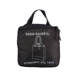 Eddie Bauer Stowaway Packable Tote Bag | Reusable | Travel | Lightweight | Compact | Foldable | Large Capacity | Ripstop Nylon | 25L - Onyx Black