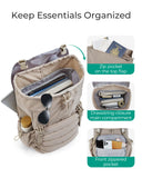 BAGSMART College Laptop Backpack, Large Opening Travel Backpack for Women, Outdoor Backpack for 15.6 Inch Laptop, Beige