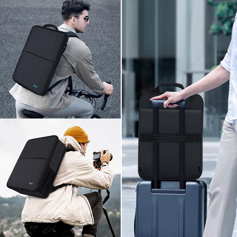 ZINZ Slim & Expandable Laptop Backpack 17 inch Travel Business Backpack Water Resistant Daypack Bookpack for Most 17 inch NoteBooks，Black