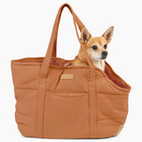 NoblePup Plush Dog Purse Carrier for Small Dogs, Soft Dog Tote Bag with Safety Harness Clip, Cozy Pet Carrier for Dogs Under 15 lbs, Comfortable Dog Shoulder Carrier for Travel, Brown