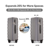 GinzaTravel PP material 3-piece expandable luggage sets with Spinner Wheels， Suitcase with TSA Lock，Large Luggage for Family Travel carry on 20/24/28，Grey color