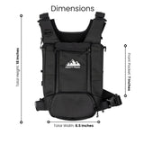 FROSTY PEAKS Summit Hauler Black Chest Pack for Outdoor Sports, Snowboarding and Skiing with Phone Storage, Velcro Holster Compatible, Multiple Pockets, Mesh Back Storage