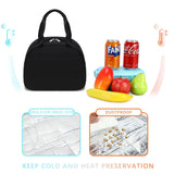 abshoo Lunch Bag for Women Girls Reusable Tote Lunch Bags Insulated Lunch Bag for School Work Picnic Travel (Black)