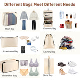 Toncoke 8-Piece Packing Cubes for Travel, Mesh Luggage Organizers with Shoe Bag, Toiletry Bag, Laundry Pouches, 4 Sizes (XL/L/M/S) for Suitcase Organization, Men Women Kids, Beige