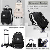 GRUOTEIS Black Rolling Backpack for Boys Middle Junior School Kids, Boys Backpack with 6 Wheels, Black