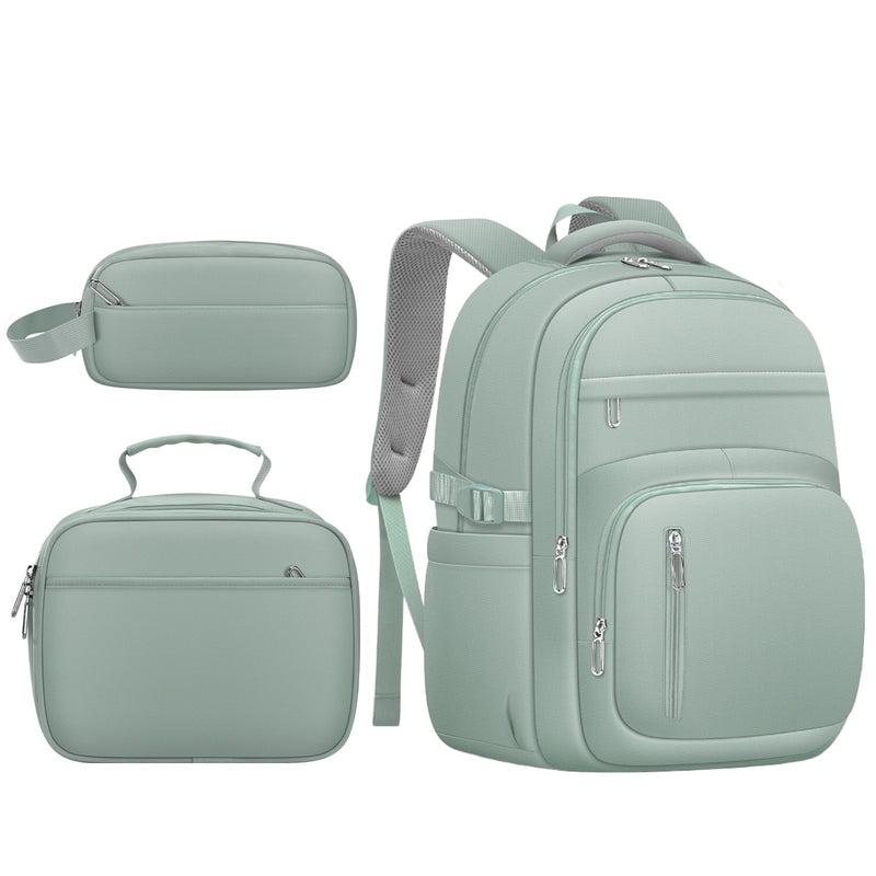 KBTYE School Backpack for Girls Cute Kids Travel Backpack with Lunch Box Teen School Bag College Bookbag for Women(Green)