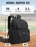 Celvetch Baseball Backpack for Adult Large Capacity Softball Bat Bag with Shoe Compartment & Wet Pocket Baseball Bag with Fence Hook for 4 Bats & Equipment Sports Gym Backpack - Black