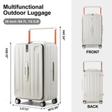 Hanke Multifunctional 26 Inch Checked Luggage Hard Shell Suitcases with Wheels Travel Trunk Style Luggage Large Rolling Suitcase for Women Men(Ivory White)