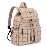 CLUCI Puffy Quilted Backpack for Women, Casual Lightweight Daypack for Women Travel (Khaki)