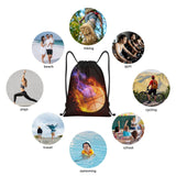 YIJIUWKIS Kids Drawstring Bag with Fire Basketball for Boys, Sports Drawstring Backpack for Teens Boys Girls Adults Women Men, Black Daypack Bag for Work Gym Swim Travel Hiking School, Small