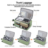 Hanke 24 Inch Luggage with Cup Holder and Charge,Top Opening Hard Shell Suitcases with Wheels and Dividers,Aluminum Frame Trunk Luggage Medium Checked Suitcase with Lock for Travel，Bamboo Green