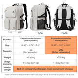 mixi Large Capacity Travel Laptop Backpack, Lightweight Durable College Bookbag Men Woman 15.6" Computer Bag, Water Resistant Outdoor Hiking Backpacks With Multifunction Pockets, 16 Inch Expandable