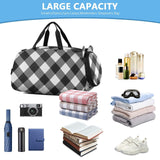 Quteprint Kids Sports Duffel Bag for Boys & Girls - Black White Plaid Buffalo 100% Polyester Gym Bag with Separate Shoe Compartment, Adjustable Shoulder Strap, Compact Travel & Workout Gear Bag