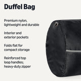 Amazon Essentials Extra Large Foldable Nylon Duffel Bag for Travel/Storage with Zippered Pockets, 32.4", 150L, 50-LBS Capacity, Black (Previously Amazon Basics)