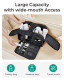 BAGSMART Travel Toiletry Bag, Lightweight Large Wide-open Travel Bag for Women, Puffy Cosmetic Makeup Bag Organizer with Handle for Accessories,Essentials, Toiletries, Black