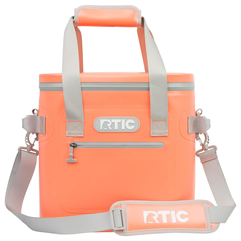 RTIC Ultra-Tough Soft Cooler 20 Can, Insulated Bag Portable Ice Chest Box for Lunch, Beach, Drink, Beverage, Travel, Camping, Picnic, Car, Trips, Floating Cooler Leak-Proof with Zipper, Coral