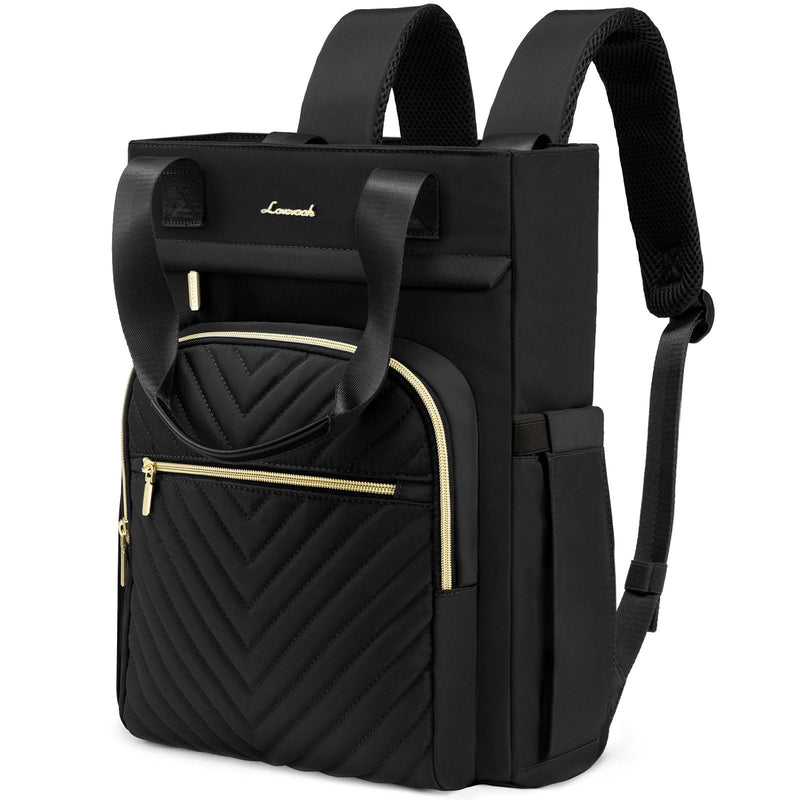 LOVEVOOK Laptop Backpack for Women, 15.6 Inch Work Business Laptop Bag, Wide Top Open Teacher Nurse Bag with USB Port, Waterproof Computer Backpack Purse for travel, Black