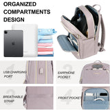 EMPSIGN Laptop Backpack Purse for Women and Men with USB Charging Port, 15.6 Inch Travel Water Resistant Quilted Backpack, High-Capacity 30L Work Business Computer Backpack, Quilted Grey Pink