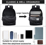 SUPACOOL Casual Laptop Backpack for Men and Women, Work backpack, Black Backpacks, College School Backpack for Boys and Girls, USB Charging Port, Lightweight Travel Back Pack(Black)
