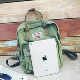 LuckyZ Womens Casual Style Lightweight Canvas Backpack Travel Daypack Small Handbag Purse Army Green