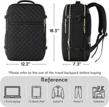 MOMUVO Large Travel Backpack Women, Flight Approved Carry On Backpack, Water Resistant Anti-Theft Casual Daypack School Bag Fit 17 Inch Laptop with USB Charging Port, Black