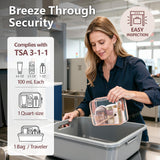 PACKISM TSA Approved Toiletry Bag 2 Pack - 1 Medium TSA Quart Carry-On & 1 Large for Checked Luggage, Water-resistant Clear Makeup Bag Clear Travel Bags for Toiletries, Rose Pink