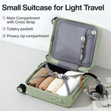 Hanke 14 Inch Underseat Carry On Luggage with Wheels Hard Shell Suitcases Carry On Bag Lightweight Small Mini Suitcase Travel Luggage for Travel（Bamboo Green）