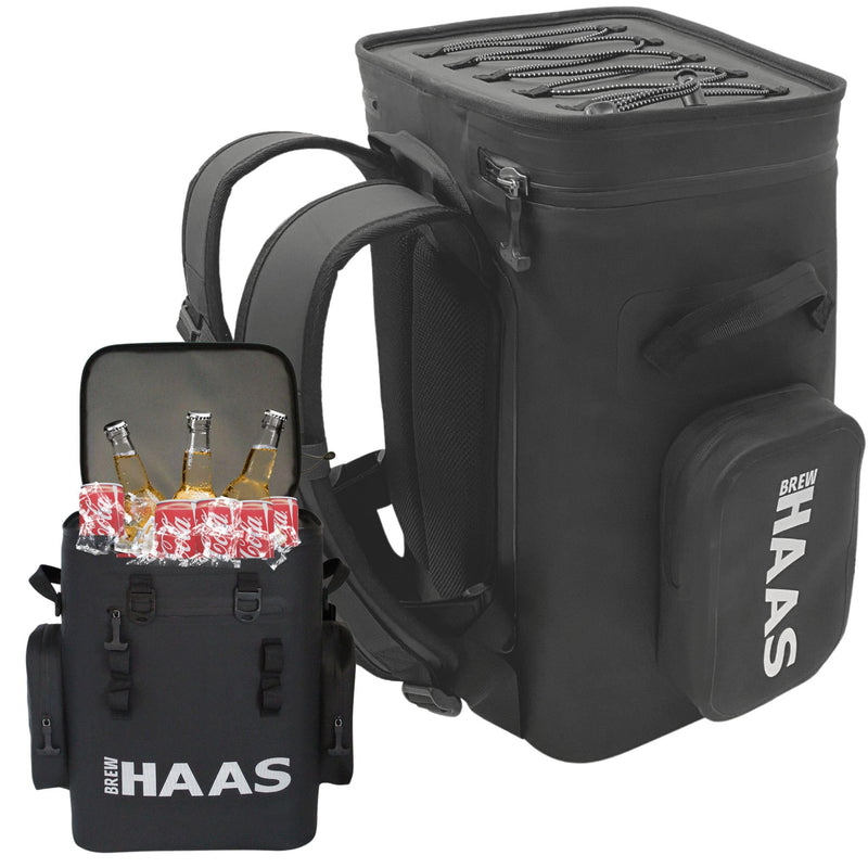 Brew Haas Backpack Cooler Matte Black, Premium Leak Proof Zipper, Insulated, Smart aerogel Pockets, This Waterproof Back Pack Cooler Soft Sided, Hold 36 Can Like The yeti and rtic Coolers