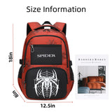 BLUWEI Kids Backpack Boys 18in Cool Luminous Spider Bookbag Elementary Teens School Bag Age 6-12 Compartments (Red)