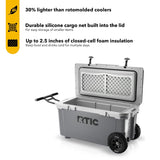 RTIC 72 Quart Ultra-Light Wheeled Cooler Hard Insulated Portable Ice Chest Box for Beach, Drink, Camping, Picnic, Fishing, Boat, Barbecue, 30% Lighter Than Rotomolded Coolers, Dark Grey & Cool Grey